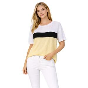 White House Black Market Colorblock Short Sleeve Sweater Top EUC Size Medium